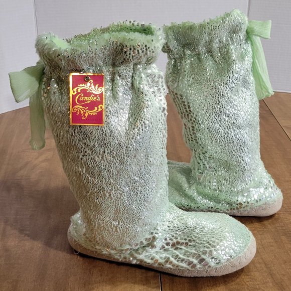 💜Candie's Metallic Plush Booties Slippers Womens Size M 7-8 NWT - Picture 2 of 9